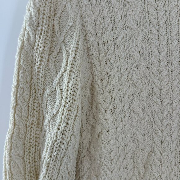 Free People Long Sleeve Villa Cable Pullover Ivory Neutral Size Medium - Picture 4 of 9